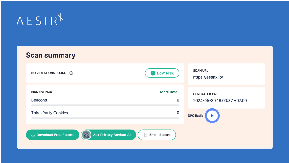 aesirx privacy scanner assess your privacy risks for free
