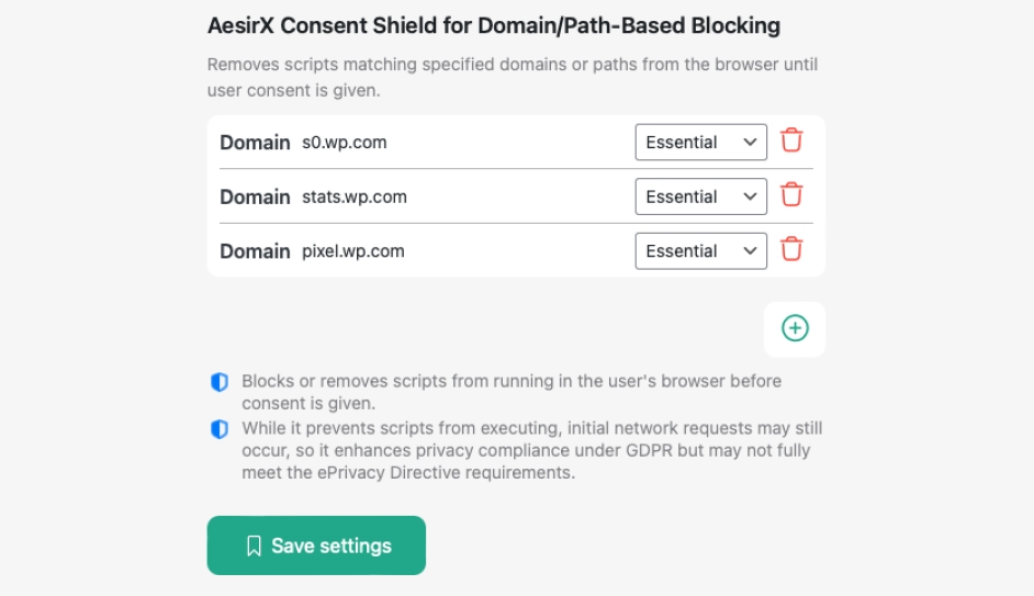 AesirX Consent Shield for DomainPath Based Blocking