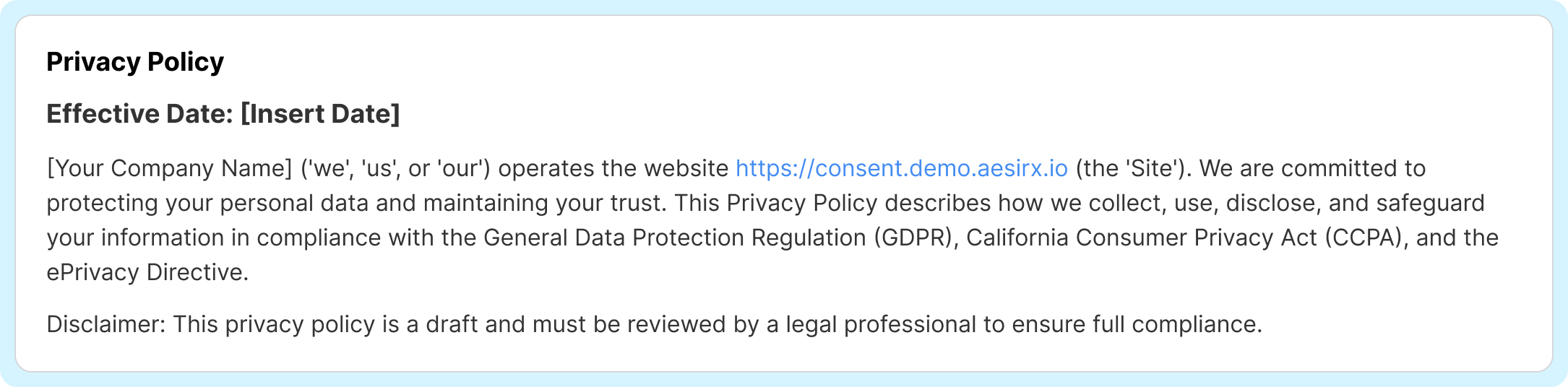 how to generate a privacy policy with ai setting the effective date