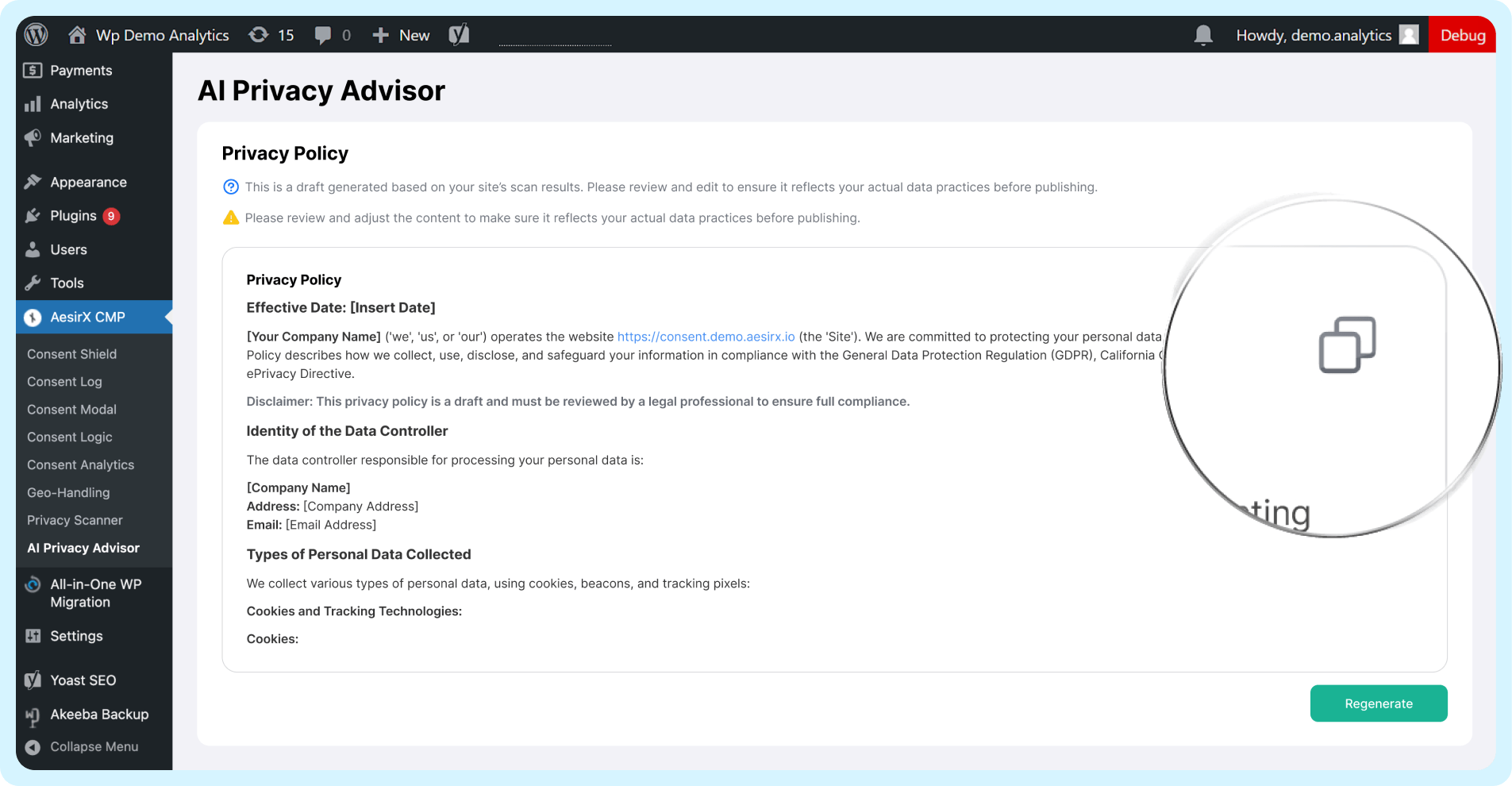 review and edit it to reflect your actual data practices before adding it to your sites privacy policy or legal pages