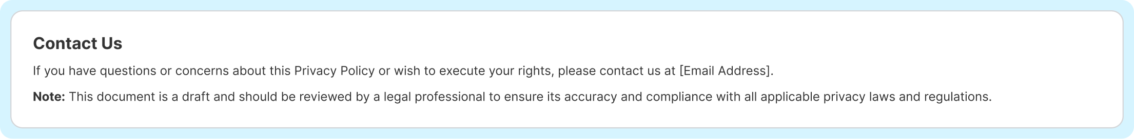 wordpress privacy policy generator contact us section